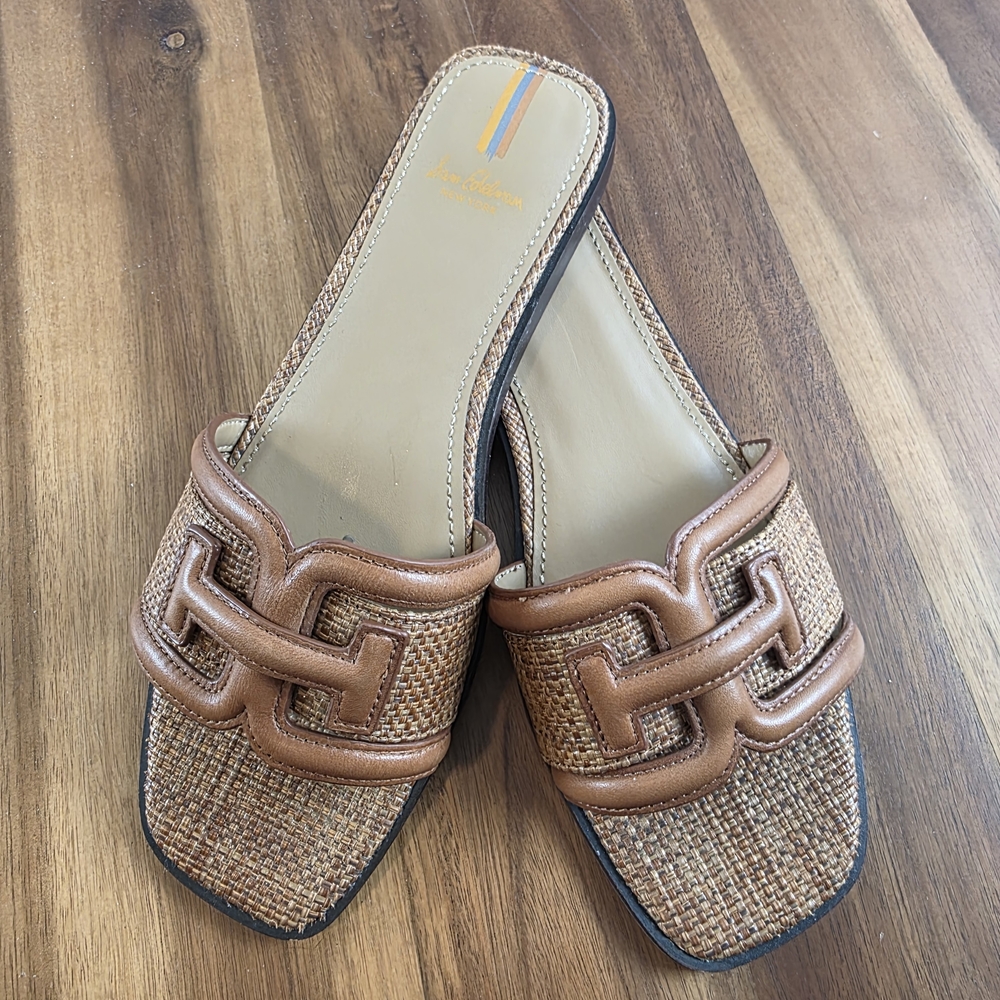Sam Edelman Brown Woven Leather Slide Sandals